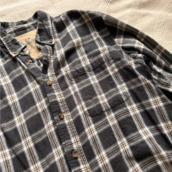 Outdoor Life Black and White Plaid Button Up Camping Shirt 100% cotton - Picture 4 of 5